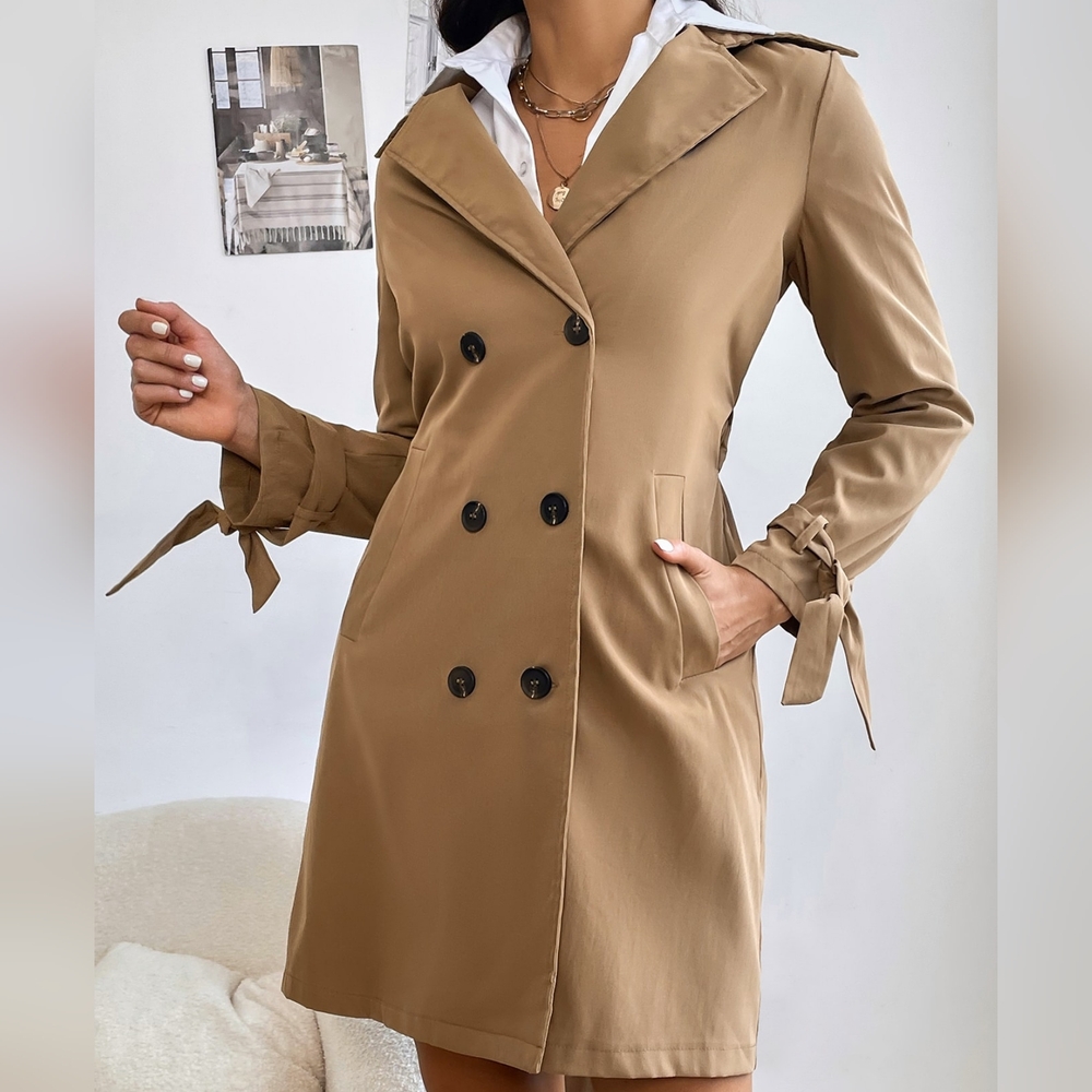 Double Breasted Belted Trench Coat - Picture 4 of 5